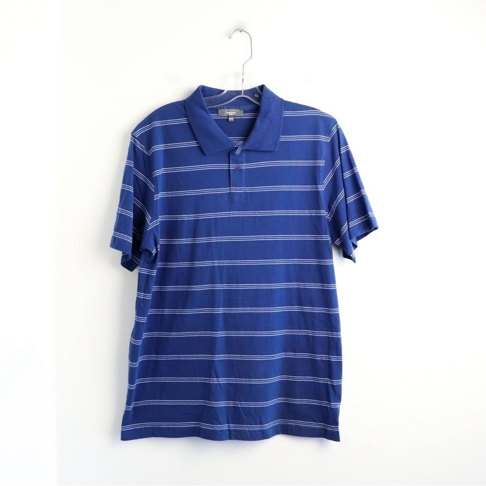 NWOT Mountain Ridge men's polo shirt blue striped t-shirt casual golf new cotton